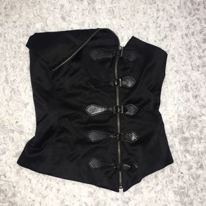 Strapless Bebe corset with zipper and buckles